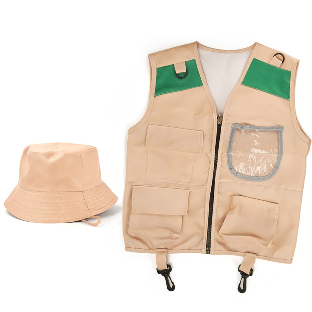 Kids Outdoor Adventure Kit - Meerkleurige Explorer-hoed Vest Verkleedspel Vest en