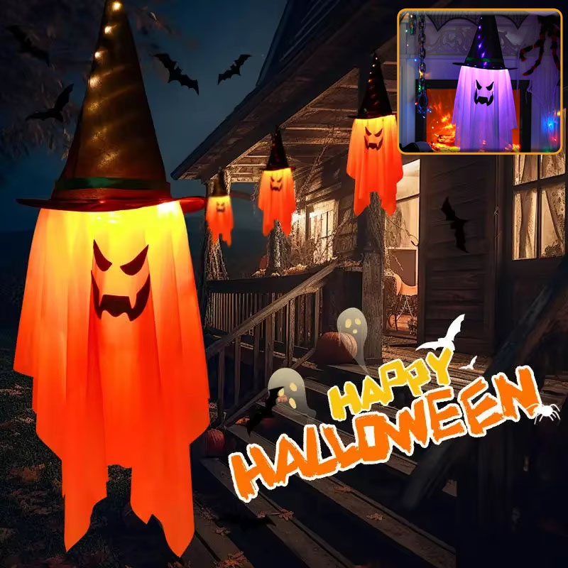 Kids Outdoor House Accessories - 1/2PCS Halloween Pumpkin Wizard Gloeiende hangende