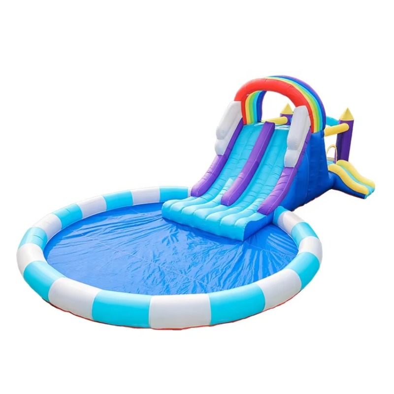Kids Outdoor Inflatable Water Slide - Reuze opblaasbare regenboogwaterglijbaan voor kinderen, van