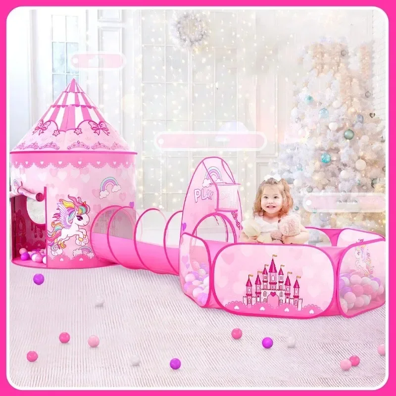 Kids Outdoor House Accessories - 3-in-1 kindertenthuis, draagbaar kasteelspeelgoed met tunnel