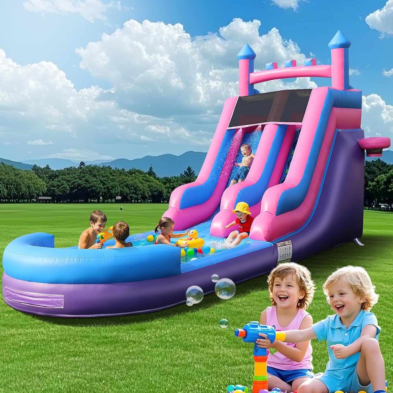 Kids Outdoor Inflatable Water Slide - 26,2 FT zware, opblaasbare waterglijbaan met