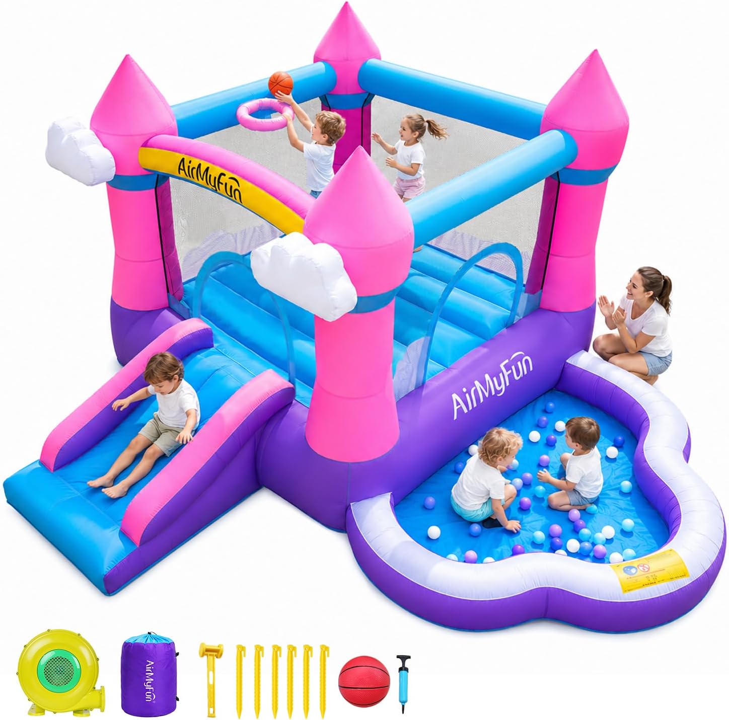 Kids Outdoor Inflatable Water Slide - Roze opblaasbare springkasteel voor binnen en