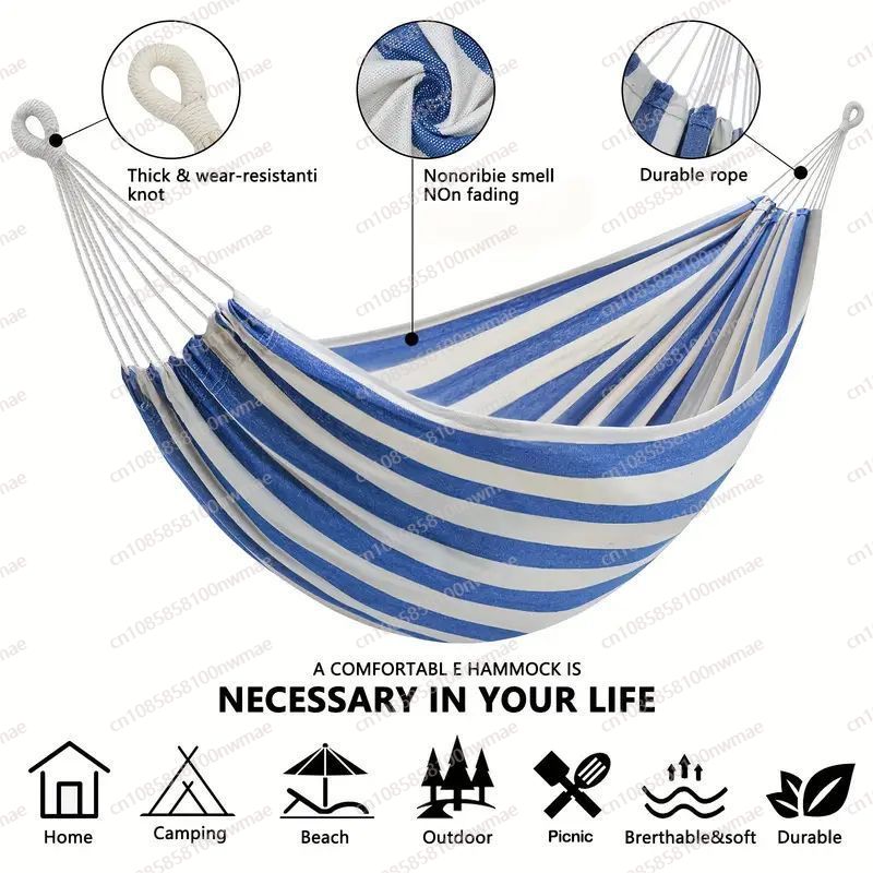 Kids Outdoor Hammock - Dubbele canvas plakloze enkele hangmat buiten