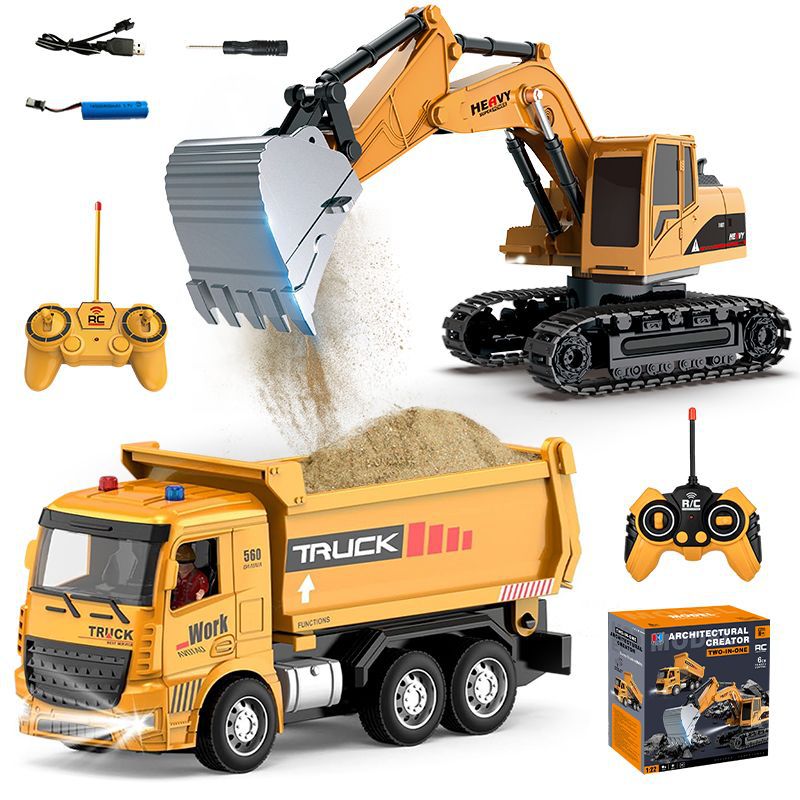 Kids Outdoor Vehicles - Legering afstandsbediening graafmachine speelgoedauto met lichteffecten
