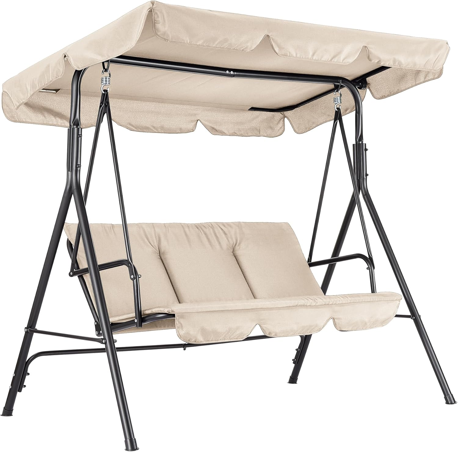 Kids Outdoor Lawn Chair - Buitenschommelstoel met verstelbaar zonnedak, 3 kinderzitjes,