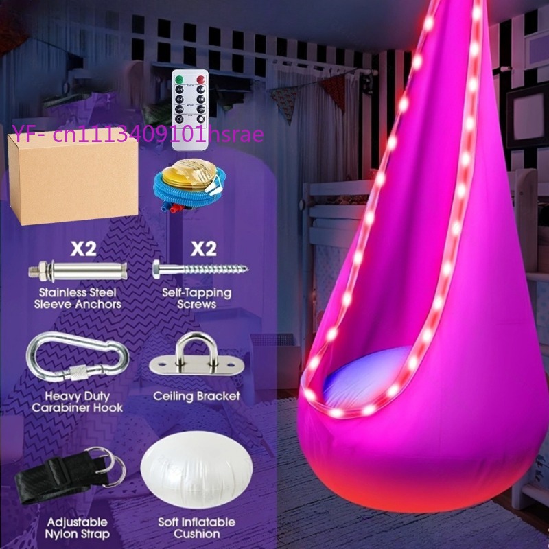 Kids Outdoor Hammock - Gloeiende LED opblaasbare hangmat, draagbare pluche