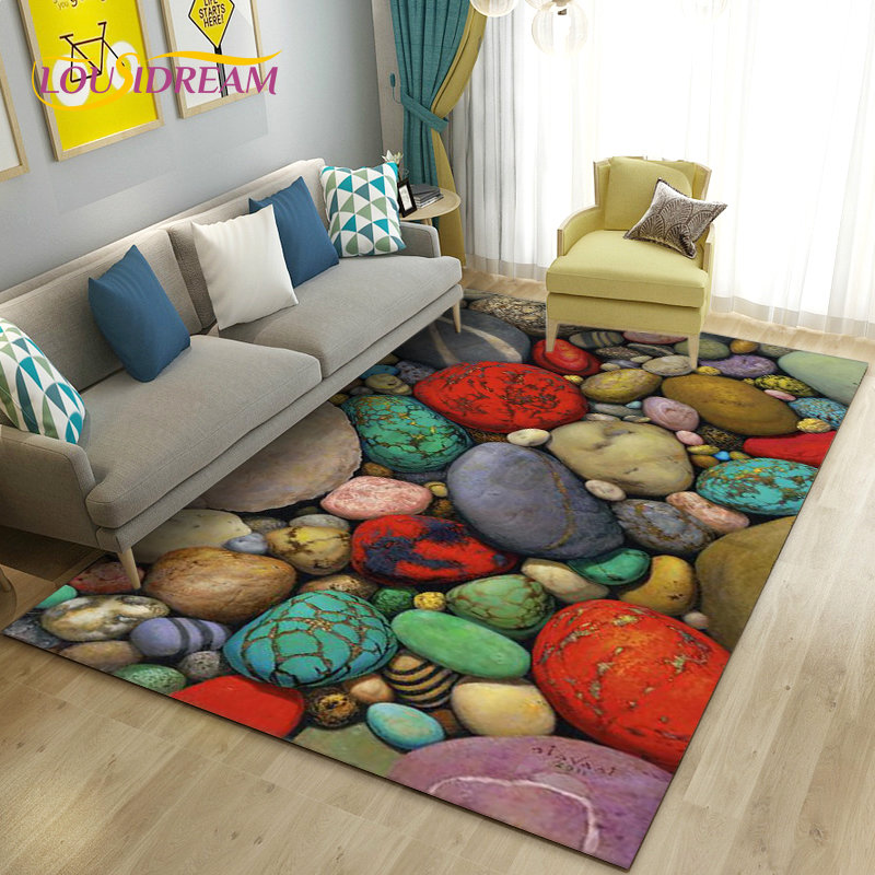 Kids Outdoor Mat Waterproof - 3D Kleurrijke Geplaveide Stenen Gebied Tapijt,
