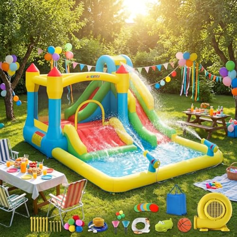Opblaasbare water springkastee - Kids Outdoor Inflatable Water Slide recensie en prijs