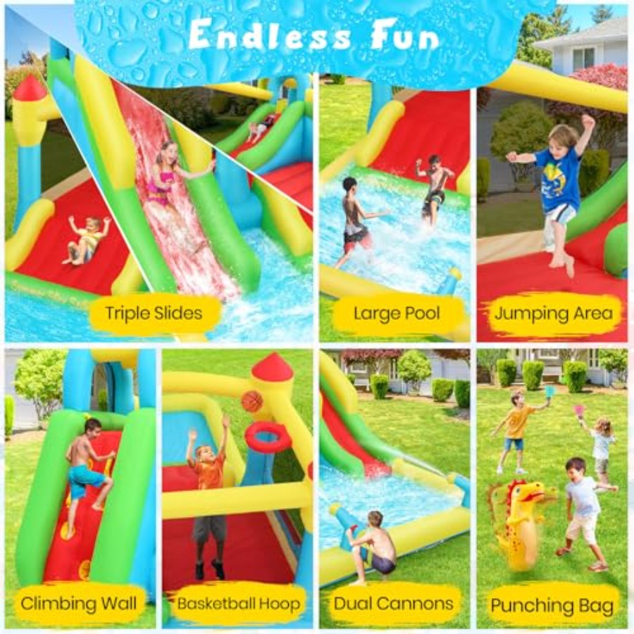 Opblaasbare water springkastee - Kids Outdoor Inflatable Water Slide recensie en prijs