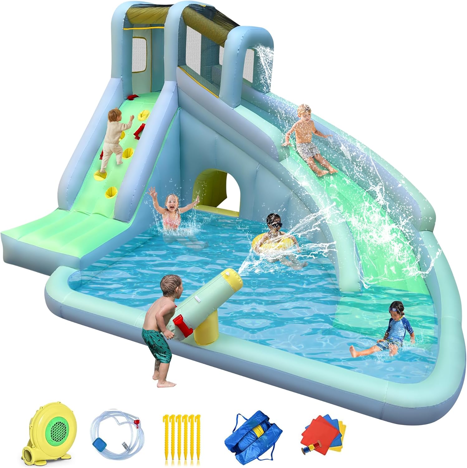 6-in-1 Opblaasbaar Kinderen Sp - Kids Outdoor Inflatable Water Slide recensie en prijs