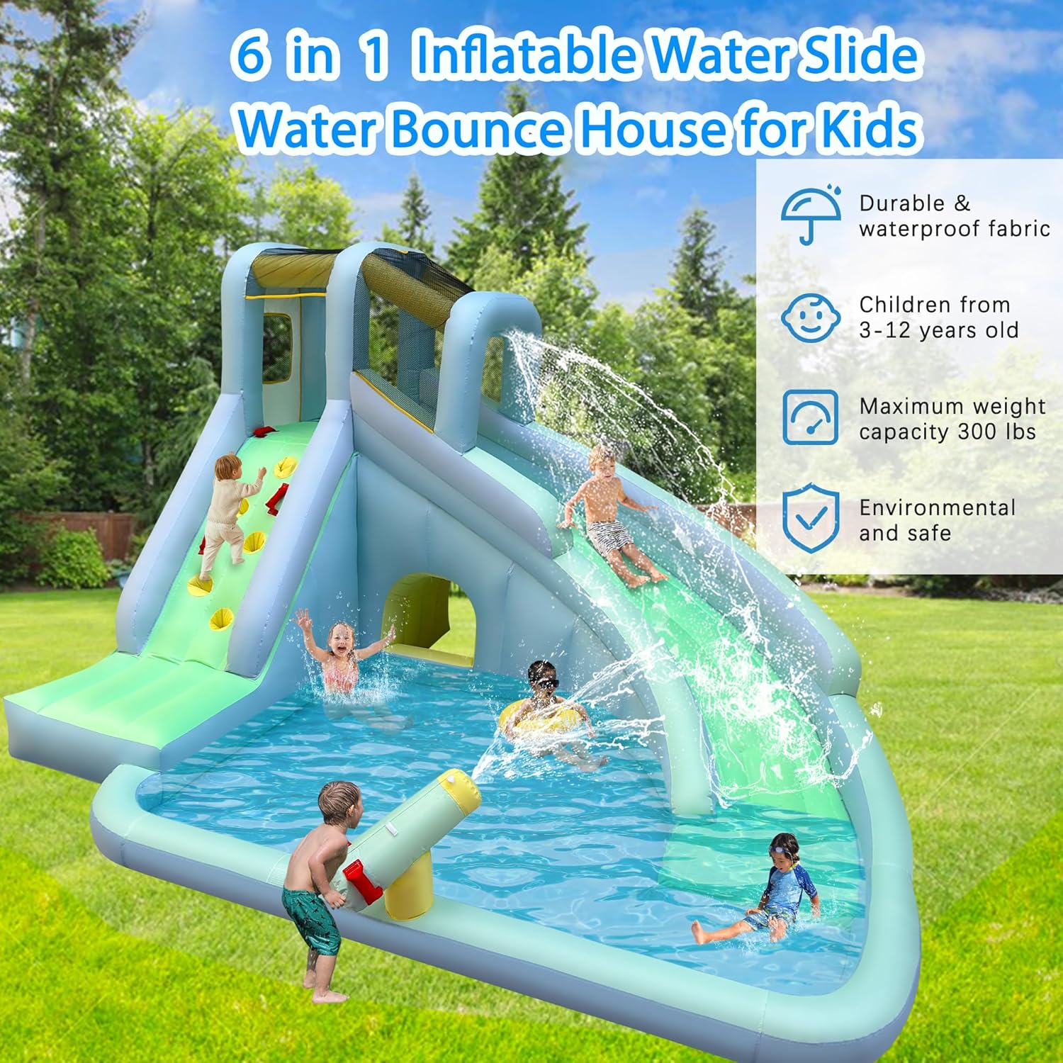 6-in-1 Opblaasbaar Kinderen Sp - Kids Outdoor Inflatable Water Slide recensie en prijs