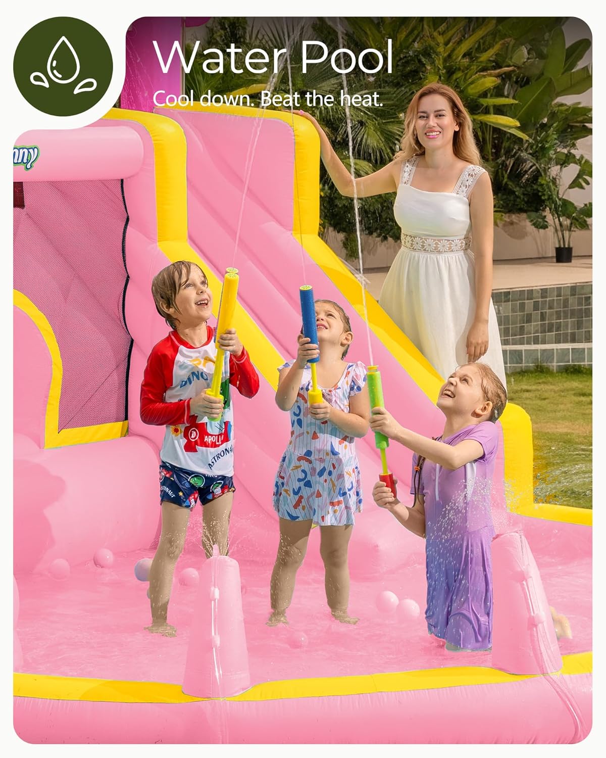 Roze opblaasbare waterglijbaan - Kids Outdoor Inflatable Water Slide recensie en prijs