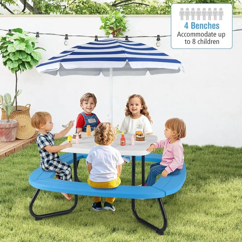 8-persoons picknicktafel voor  - Kids Outdoor Bench With Umbrella recensie en prijs