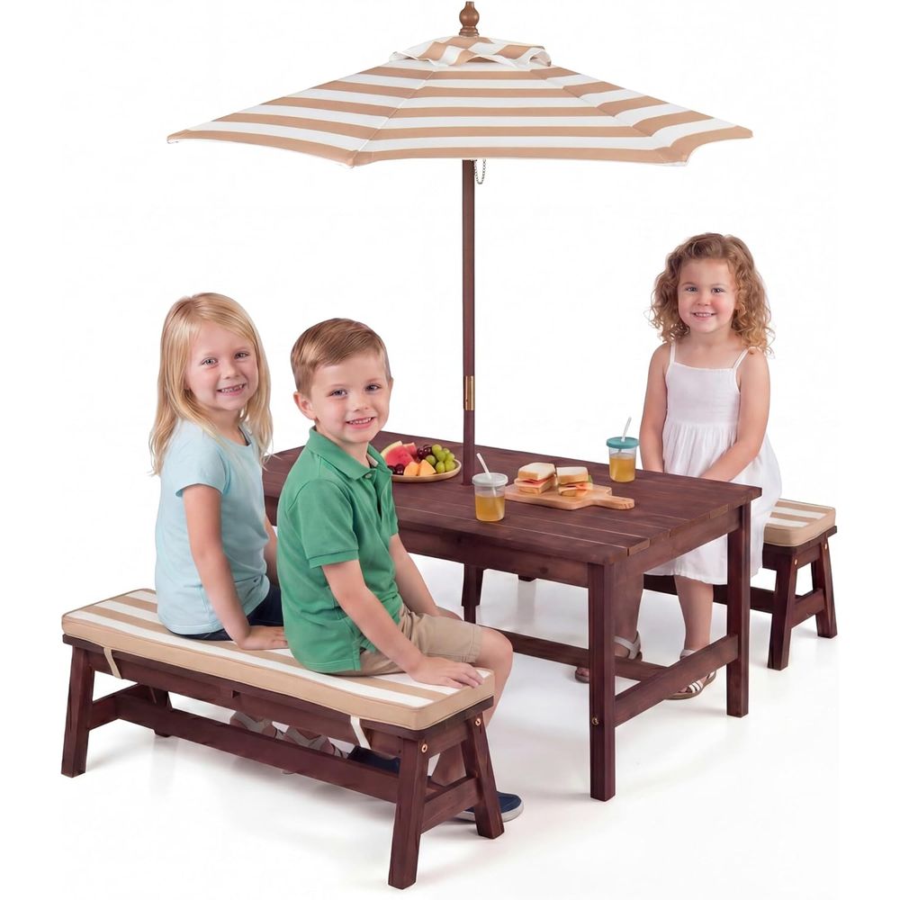 Picknicktafel voor kinderen, g - Kids Outdoor Bench With Umbrella recensie en prijs