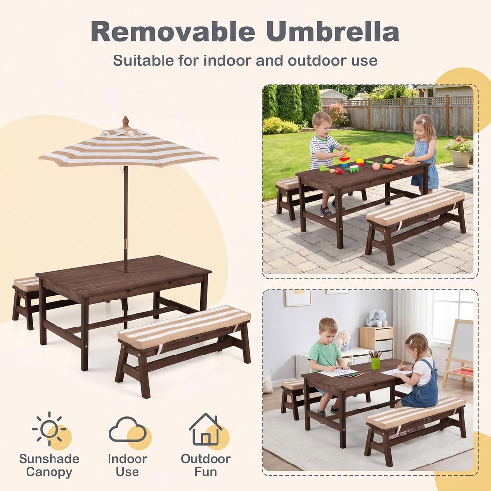 Picknicktafel voor kinderen, g - Kids Outdoor Bench With Umbrella recensie en prijs
