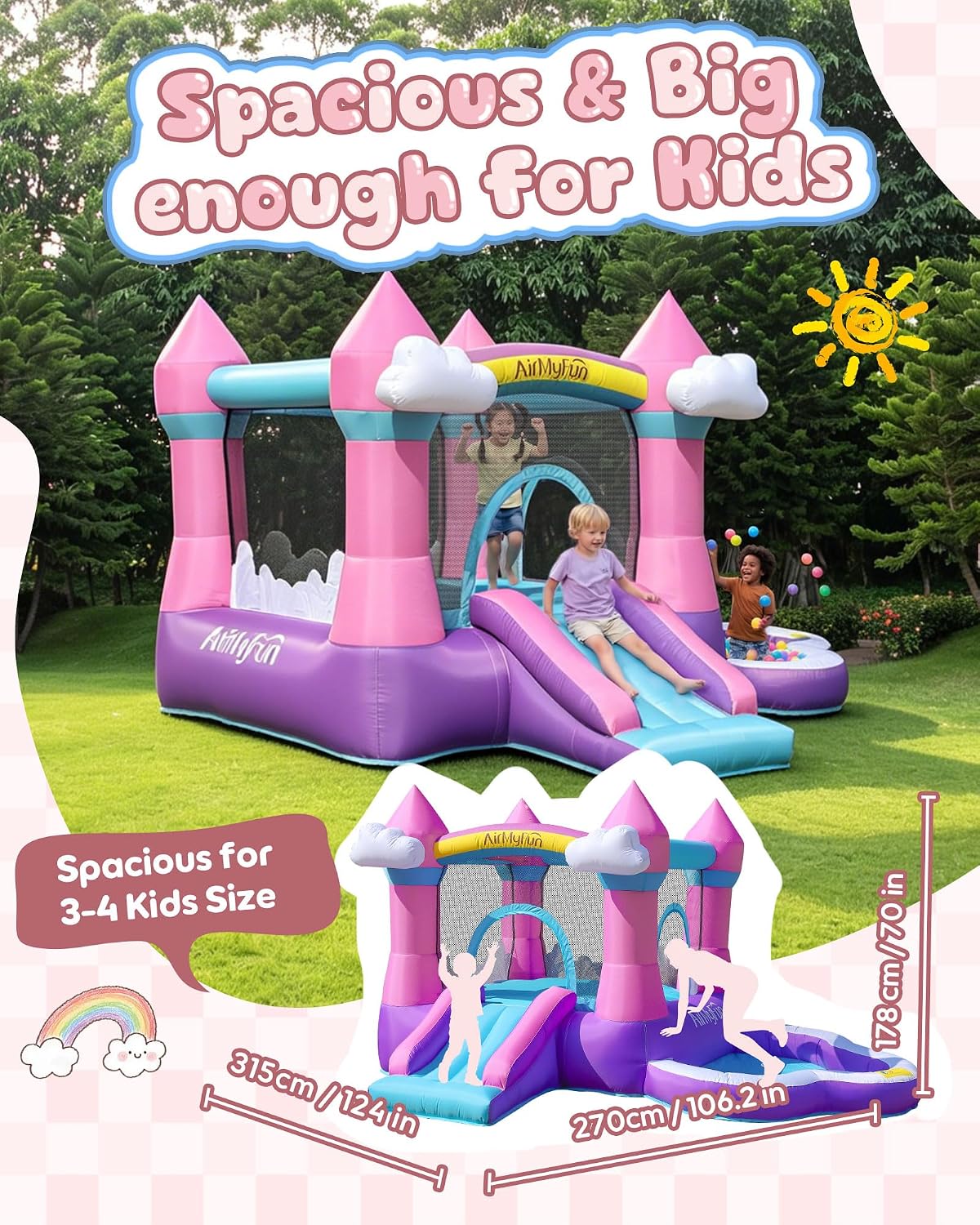 Roze opblaasbare springkasteel - Kids Outdoor Inflatable Water Slide recensie en prijs
