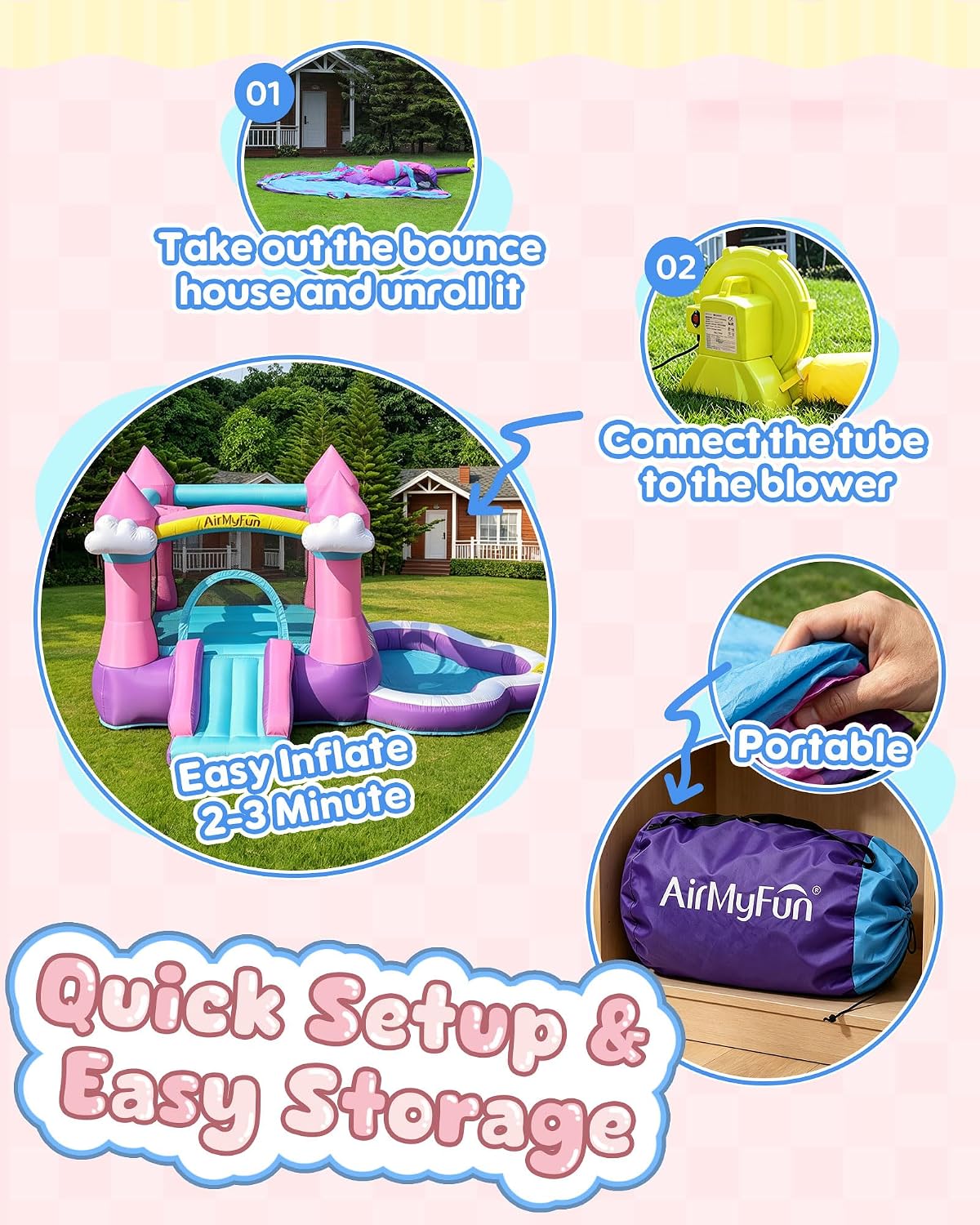 Roze opblaasbare springkasteel - Kids Outdoor Inflatable Water Slide recensie en prijs