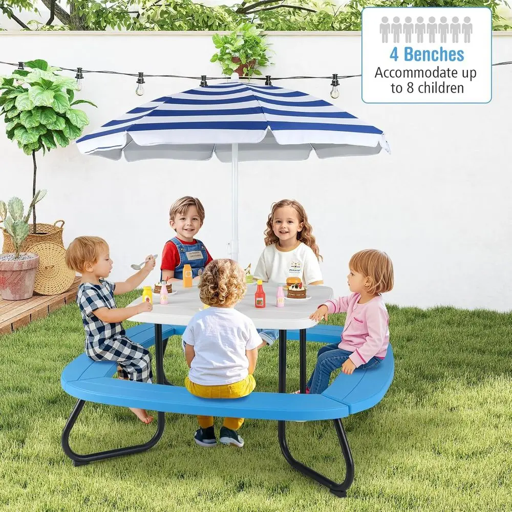 8-persoons picknicktafel voor  - Kids Outdoor Bench With Umbrella recensie en prijs