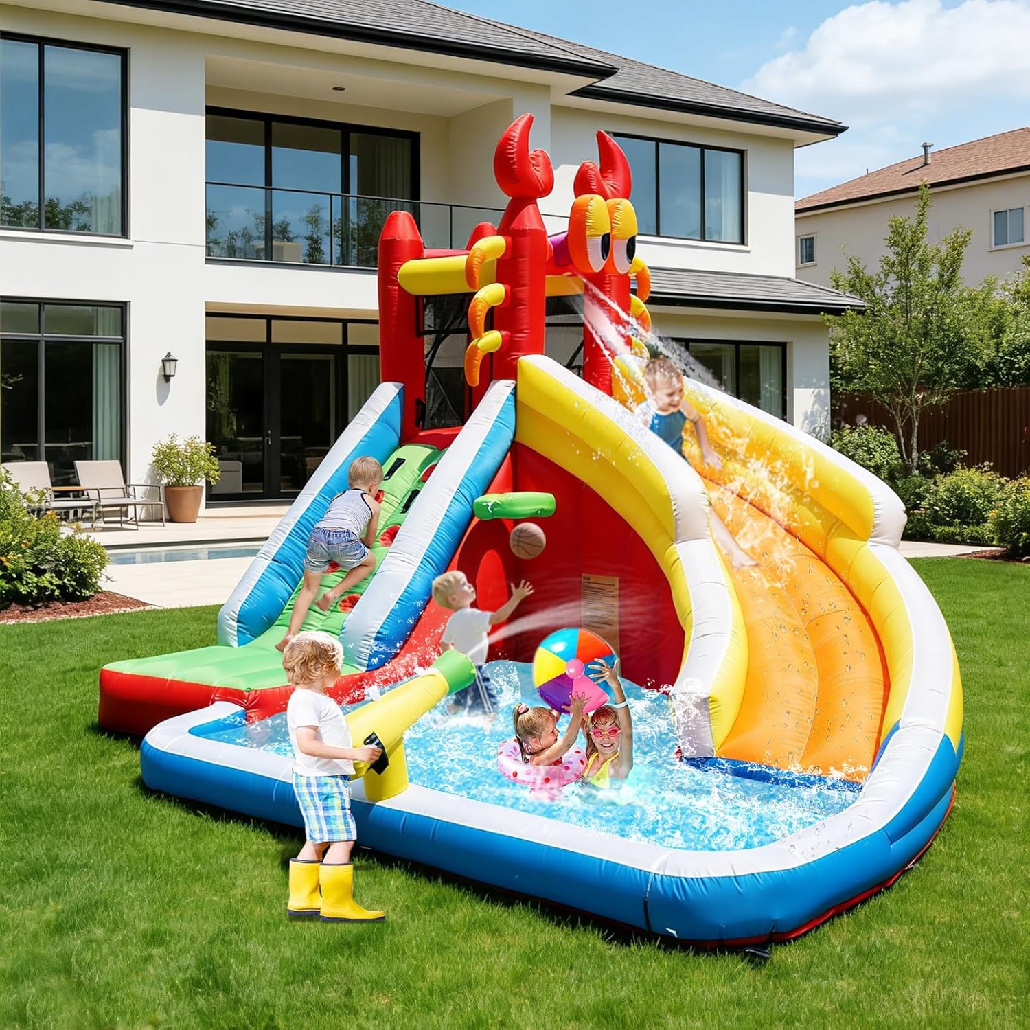 Grote opblaasbare springkastee - Kids Outdoor Inflatable Water Slide recensie en prijs