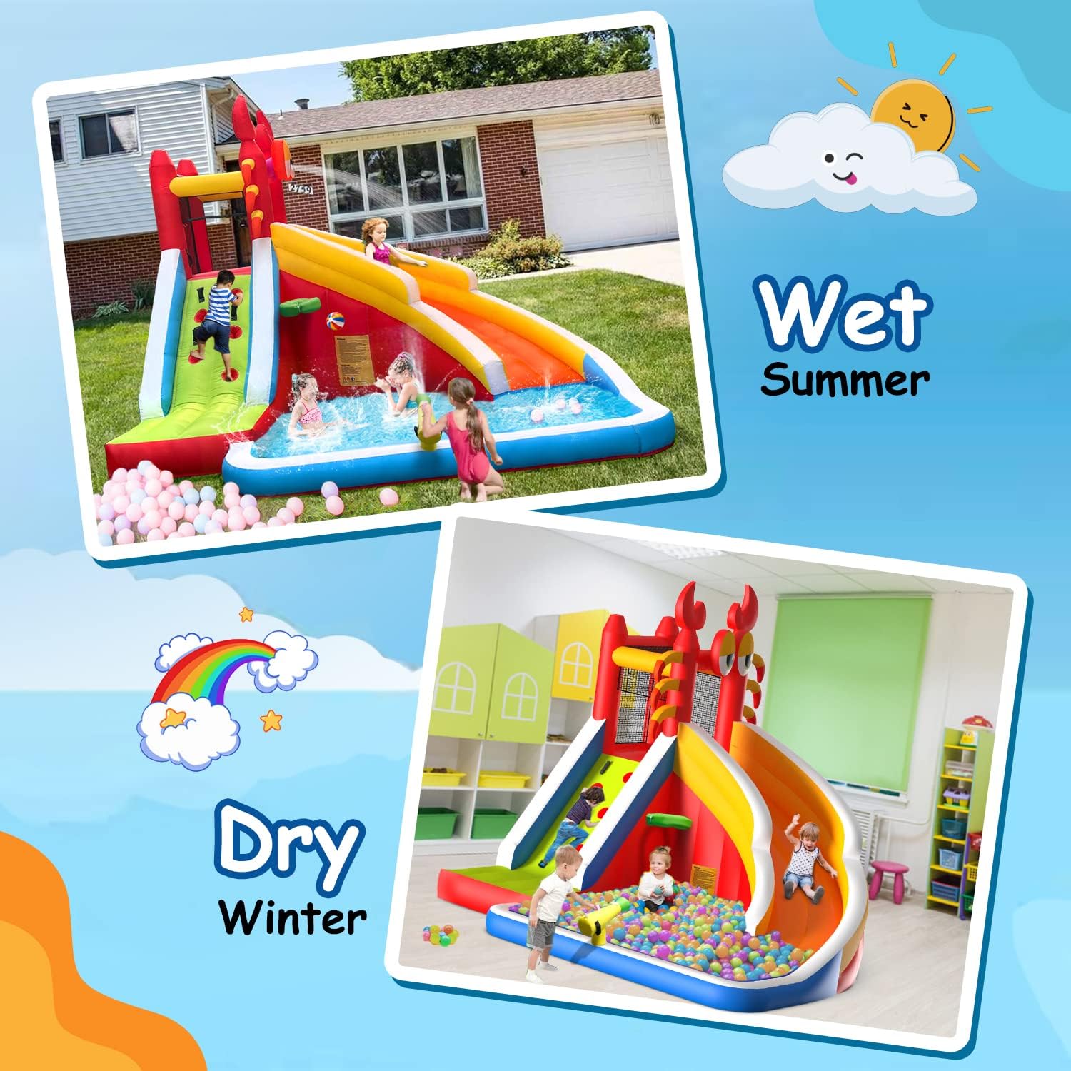 Grote opblaasbare springkastee - Kids Outdoor Inflatable Water Slide recensie en prijs