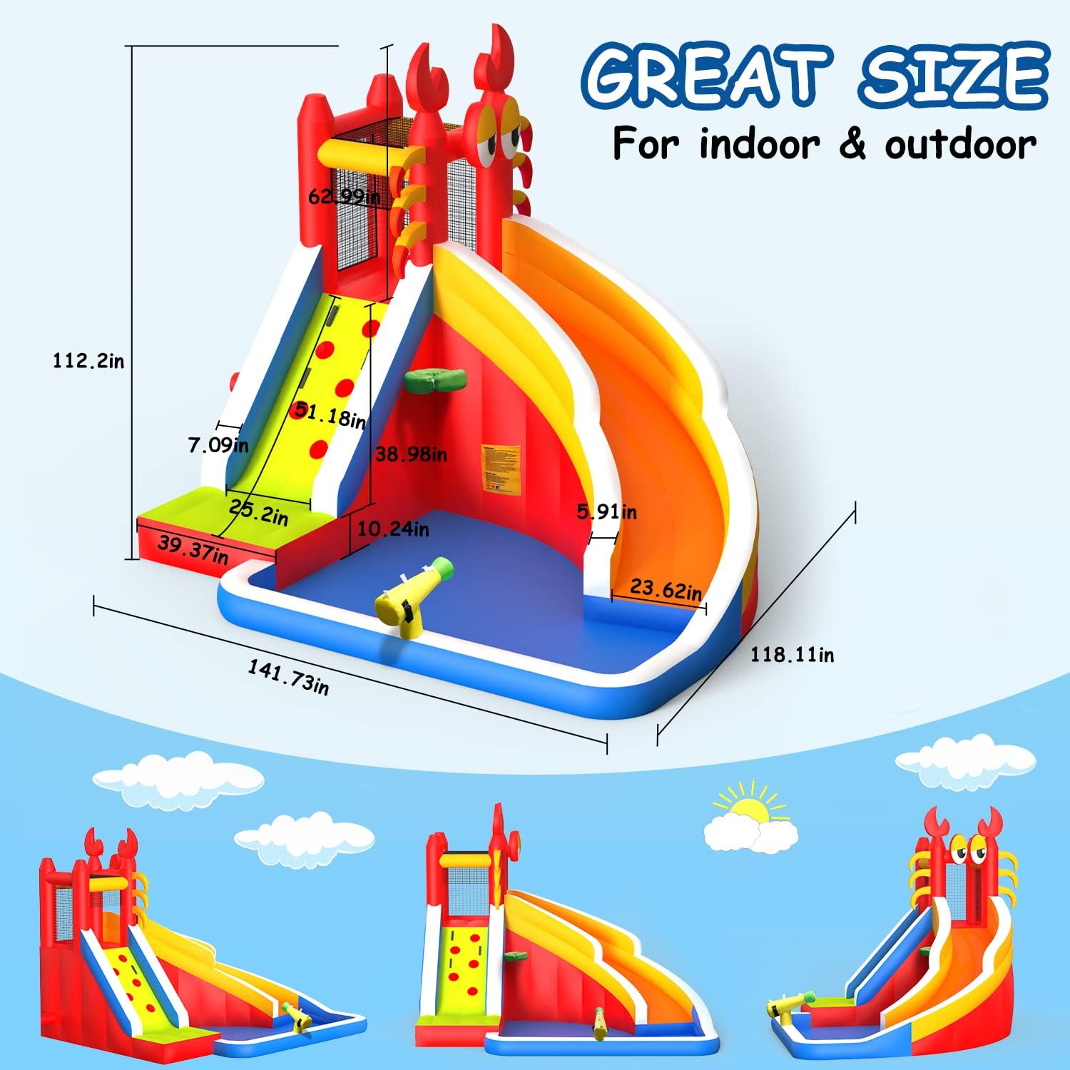 Grote opblaasbare springkastee - Kids Outdoor Inflatable Water Slide recensie en prijs
