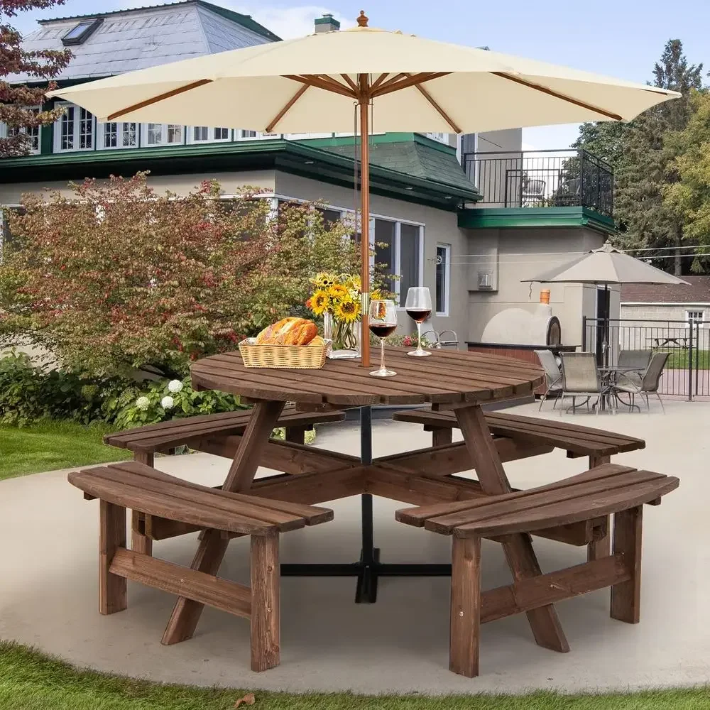 Houten picknicktafelset met ho - Kids Outdoor Bench With Umbrella recensie en prijs