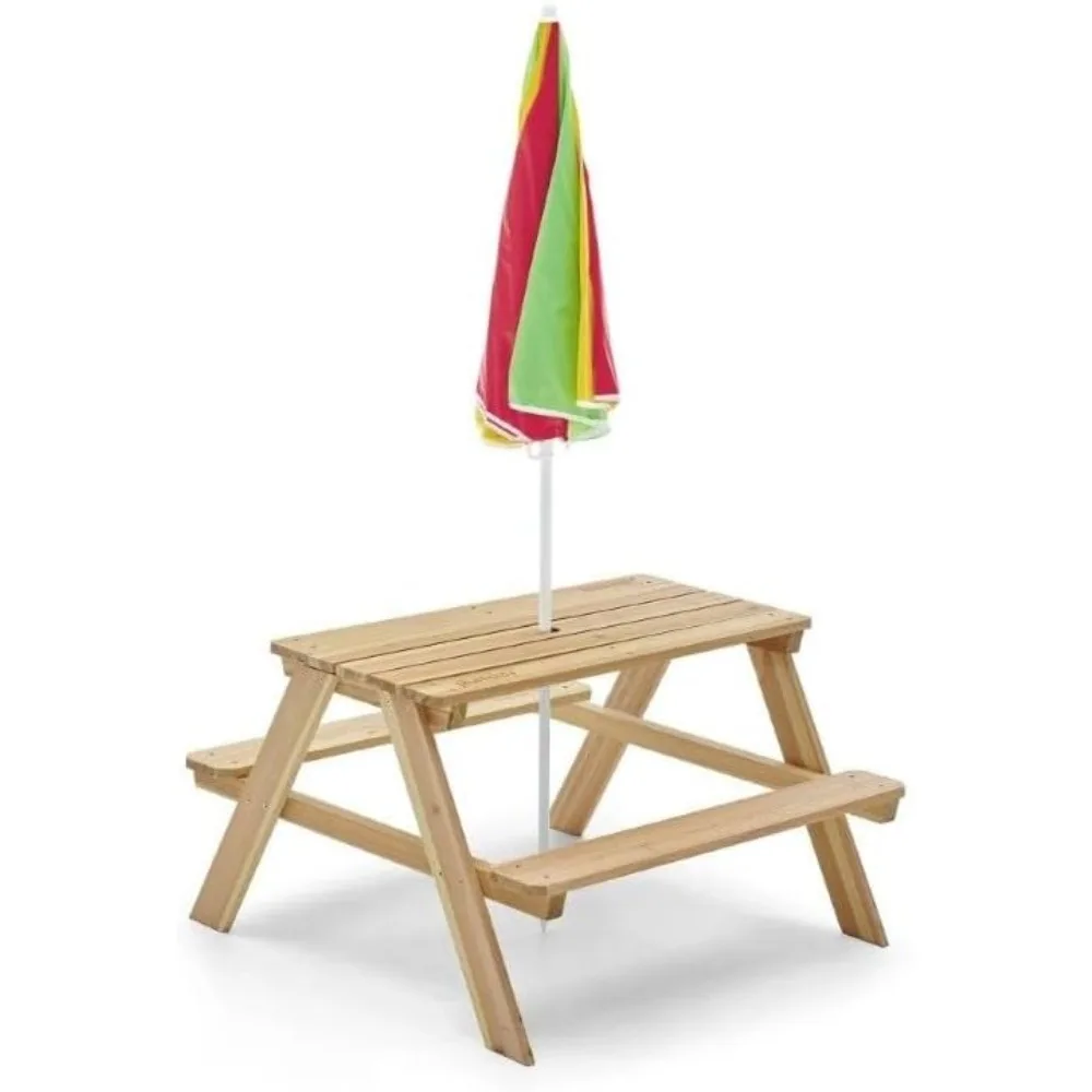 Houten kinderpicknicktafel, bu - Kids Outdoor Bench With Umbrella recensie en prijs
