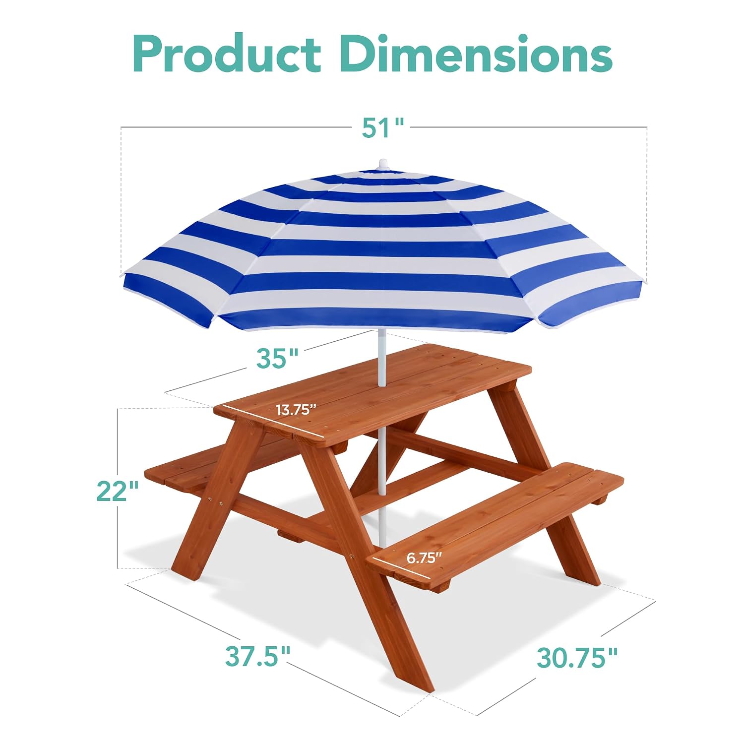 Houten kinderpicknicktafel met - Kids Outdoor Bench With Umbrella recensie en prijs