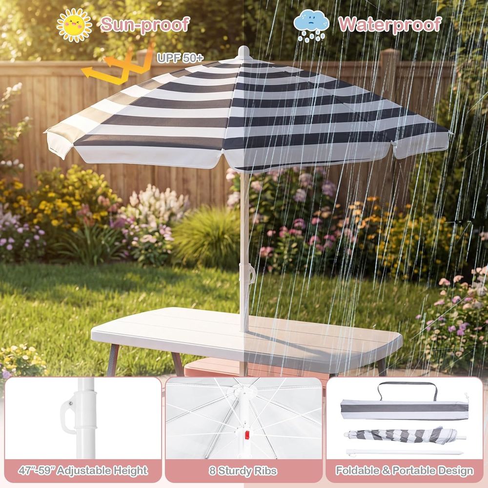 Picknicktafel voor kinderen, b - Kids Outdoor Bench With Umbrella recensie en prijs
